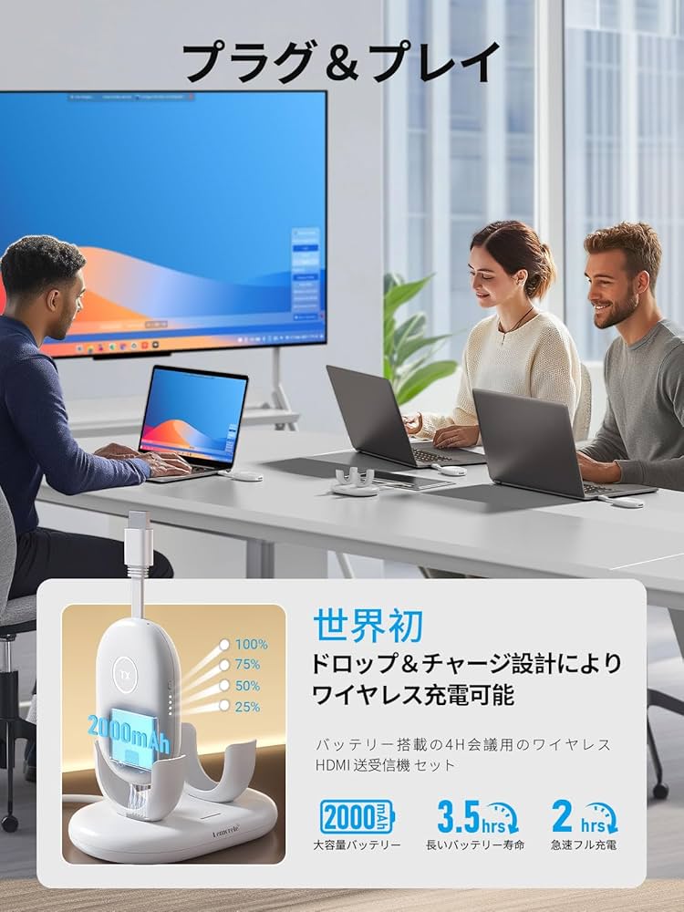 【新品】ワイヤレス HDMI 磁気 送受信機セット 50M Amazon | 【2025新登場！世界初の会議用に専門的な磁気