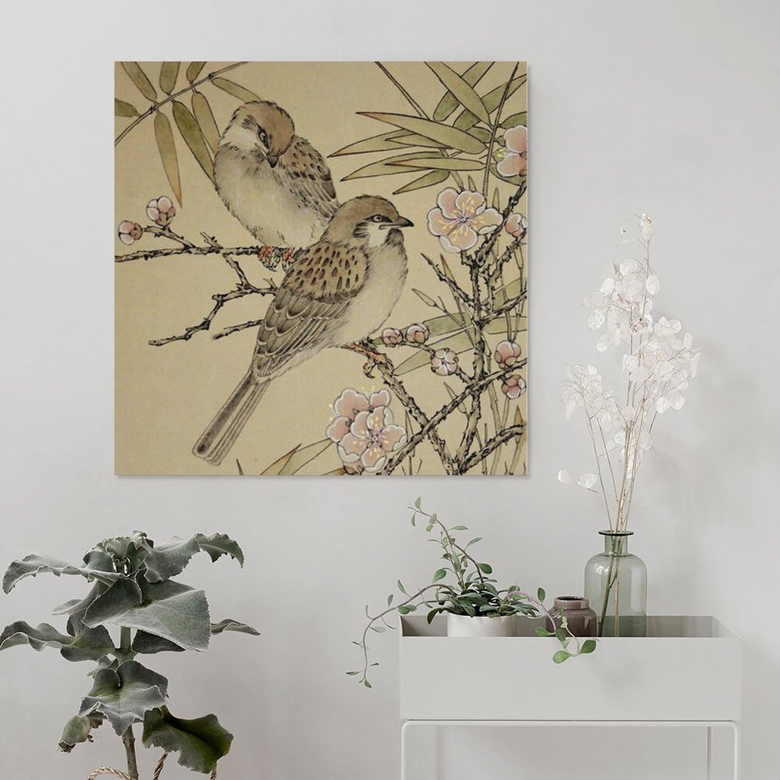 Amazon.co.jp: 浮世絵「竹に鳴く鳥の図 壁アート プリント リビング
