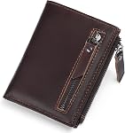 GAEKEAO Portefeuille homme Slim Bifold RFID Blocage mince de carte de crédit Porte-carte en cuir véritable minimaliste avant portefeuille de poche pour les hommes avec Zipper Coin Pocket