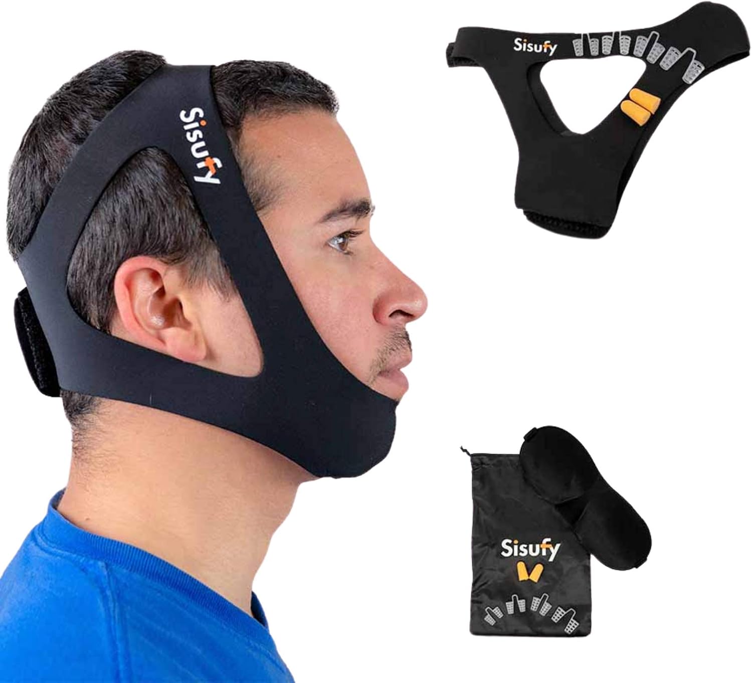 Sisufy Anti Snoring Chin Strap - Premium Snoring Solution and Anti Snoring Devices - Snoring Chin Strap for CPAP Users - Stop Snoring Sleep Aid for Mouth Breathers