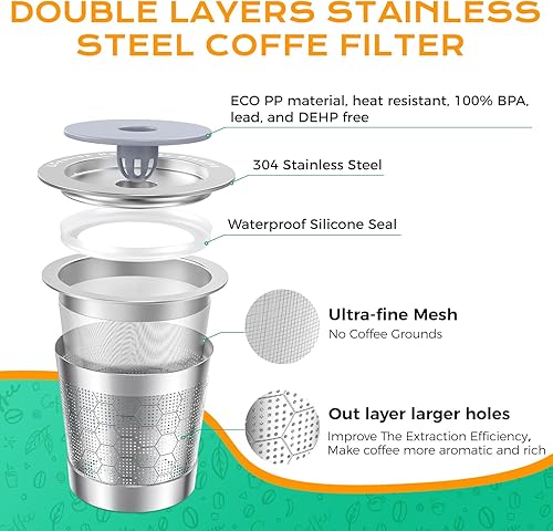 Miniatura 4 de Cápsulas de café reutilizables K Cups para Keurig 1.0, tazas K de acero inoxidable para cápsulas de café reutilizables Keurig, taza K recargable con