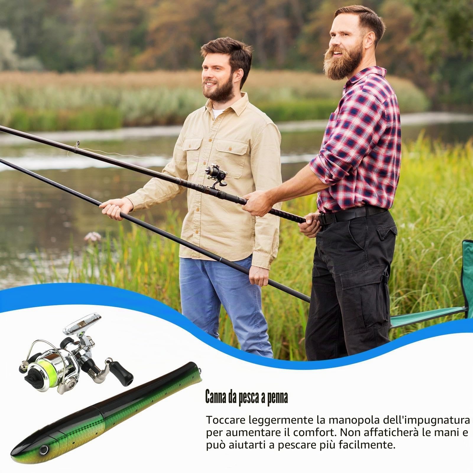 Canna da pesca piccola – canna da pesca telescopica tascabile – mulinello leggero Combo Pocket Pole per mare lago stagno