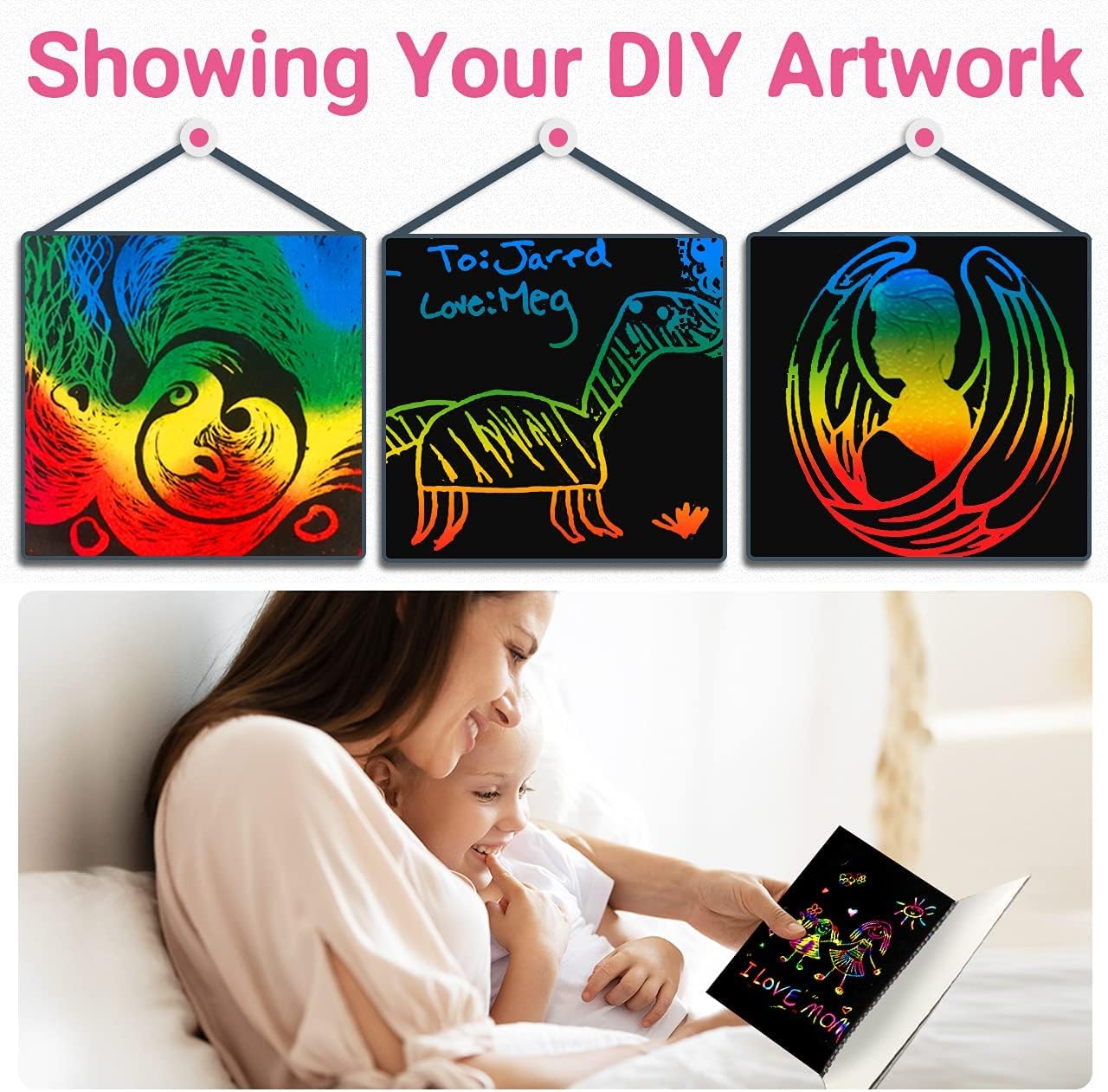 ZMLM Scratch Art for Kids, 2 Pack Large Rainbow Scratch Notebooks, Arts and Crafts for Kids Ages 3-12 - Image 4