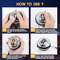 Vista 5 de Pelota de entrenamiento de muñeca, fortalecedor de muñeca giroscópico giroscópico para antebrazo, bola giroscópica para fortalecer brazos, dedos