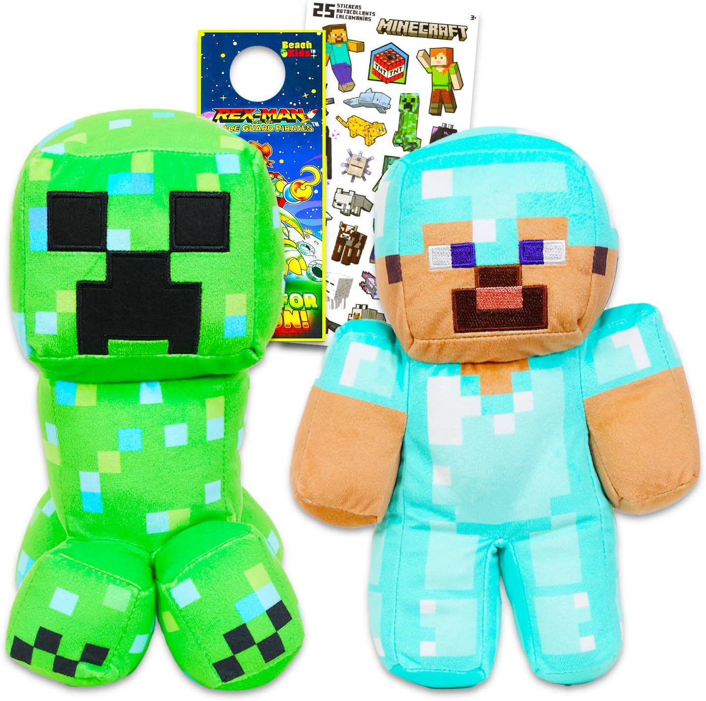 Minecraft Stuffed Toys Set – Bundle of Toys with Steve and Charged Creeper Plus Stickers | Minecraft Stuffed Stuffed Toys for Boys 6-8 Minecraft Stuffed Toys Set – Bundle of Toys with Steve and Charged Creeper Plus Stickers | Minecraft Stuffed Stuffed Toys for Boys 6-8