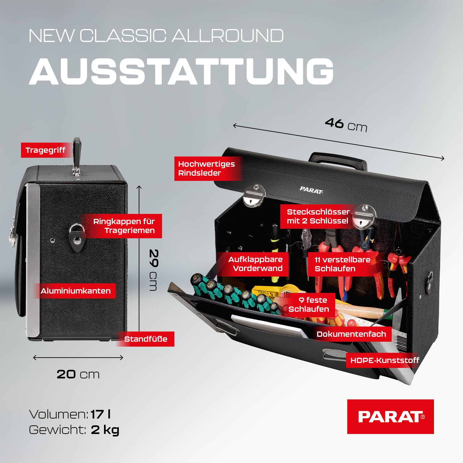 Parat Torba na narzędzia NEW CLASSIC Allround (rozmiar M/walizka narzędziowa bez zawartości, czarna) 5363000031