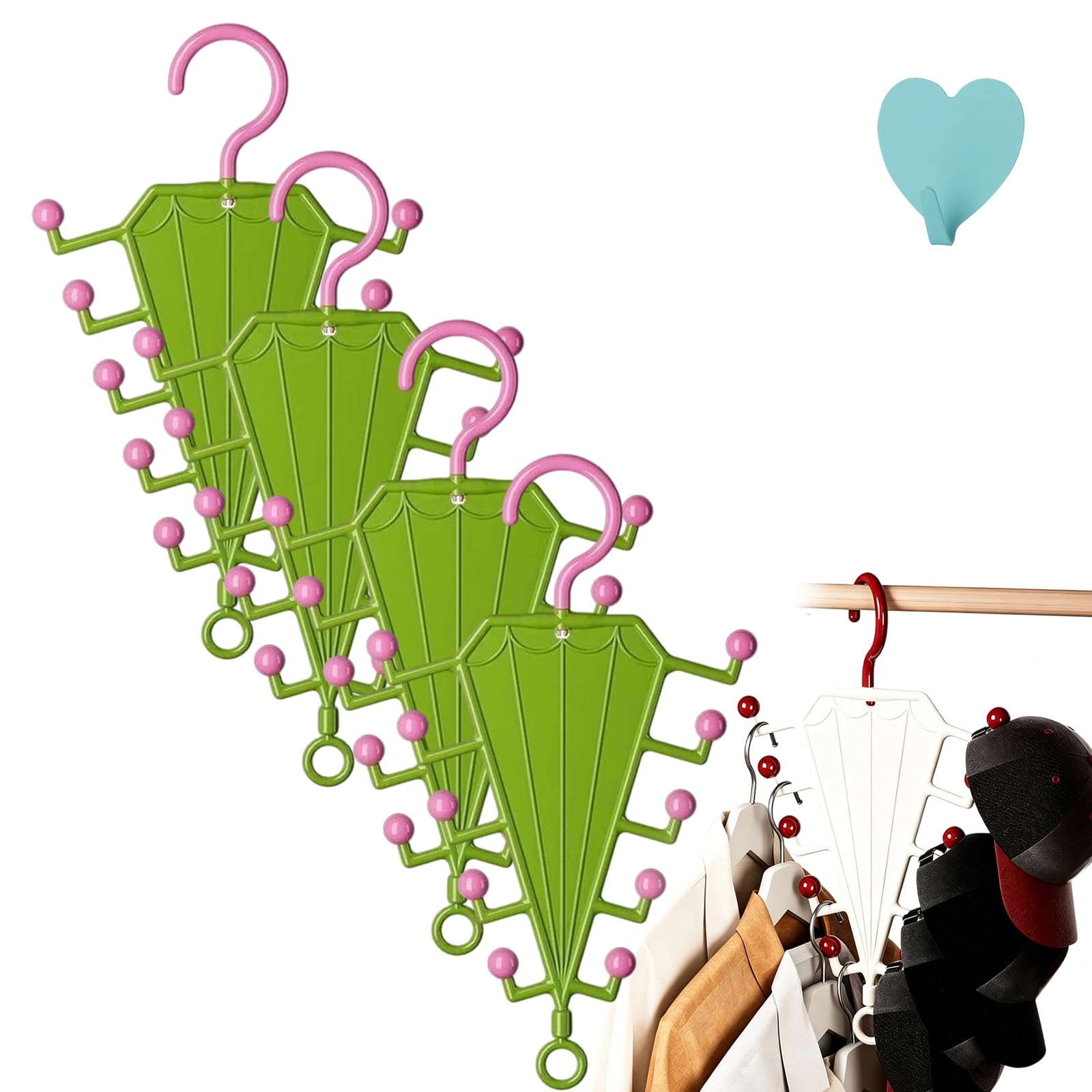 Multi-Functional V-Shaped Double Sided Hanger Storage Rack, 12 Hooks 360° Rotating Clothes Organiser, Non-Slip Space Saving Hangers for Pants Scarves Hats Bags, Bedroom Dorm RV Home Storage (A,4PC)