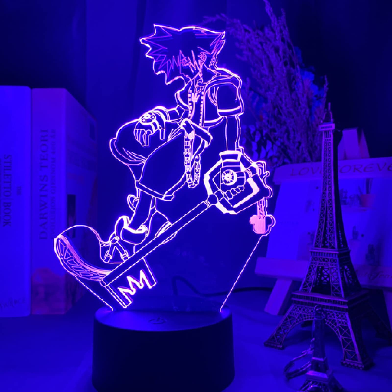YRHPL Game Kingdom Hearts Sora Keyblade 3D Anime Illusion Night Light Child Table Lamp Led Color Changing Kids Bedroom Decor Sora USBBedside Lamp-16 Color with Remote(YRHPL-181505)