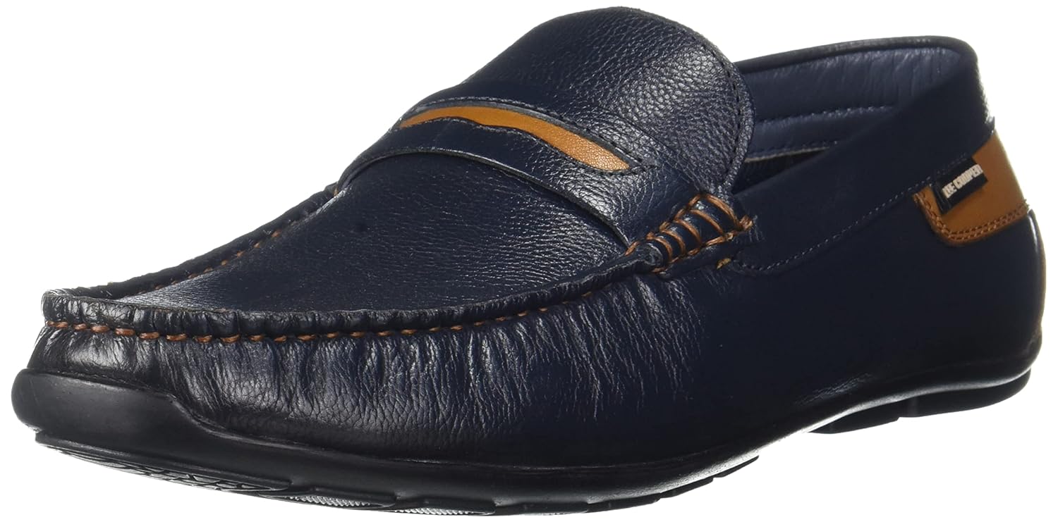 Buy Lee Cooper Shoes Men's Blue Leather Driving Style Loafer (LC2337BR