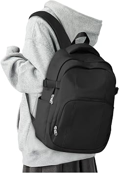 weradar Cute Black Backpacks for School Women Men, Lightweight Casual Daypack College Backpack,Simple Middle Students Bookbag, Waterproof High School Bag for Teens Girls Boys