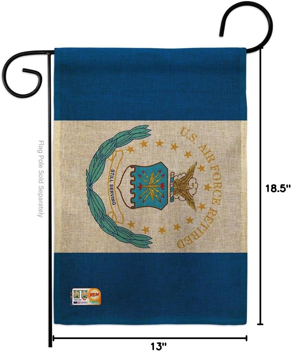 Air Force Retired Burlap Garden Flag Armed Forces USAF United State American Military Veteran Retire Official Small Decorative Gift Yard House Banner Double-Sided Made In USA 13 X 18.5