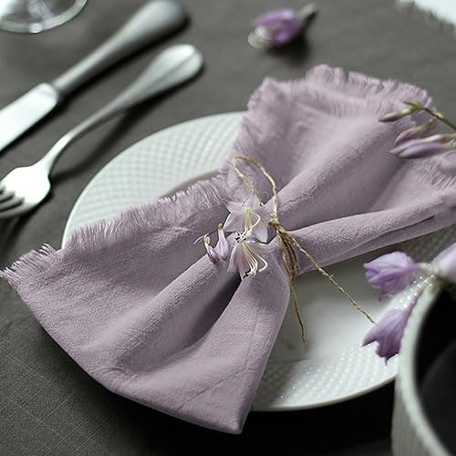 Ayuzawa Servilletas de tela hechas a mano 100% algodón con flecos, delicadas servilletas de tela hechas a mano para cenas, fiestas, bodas y más, 18