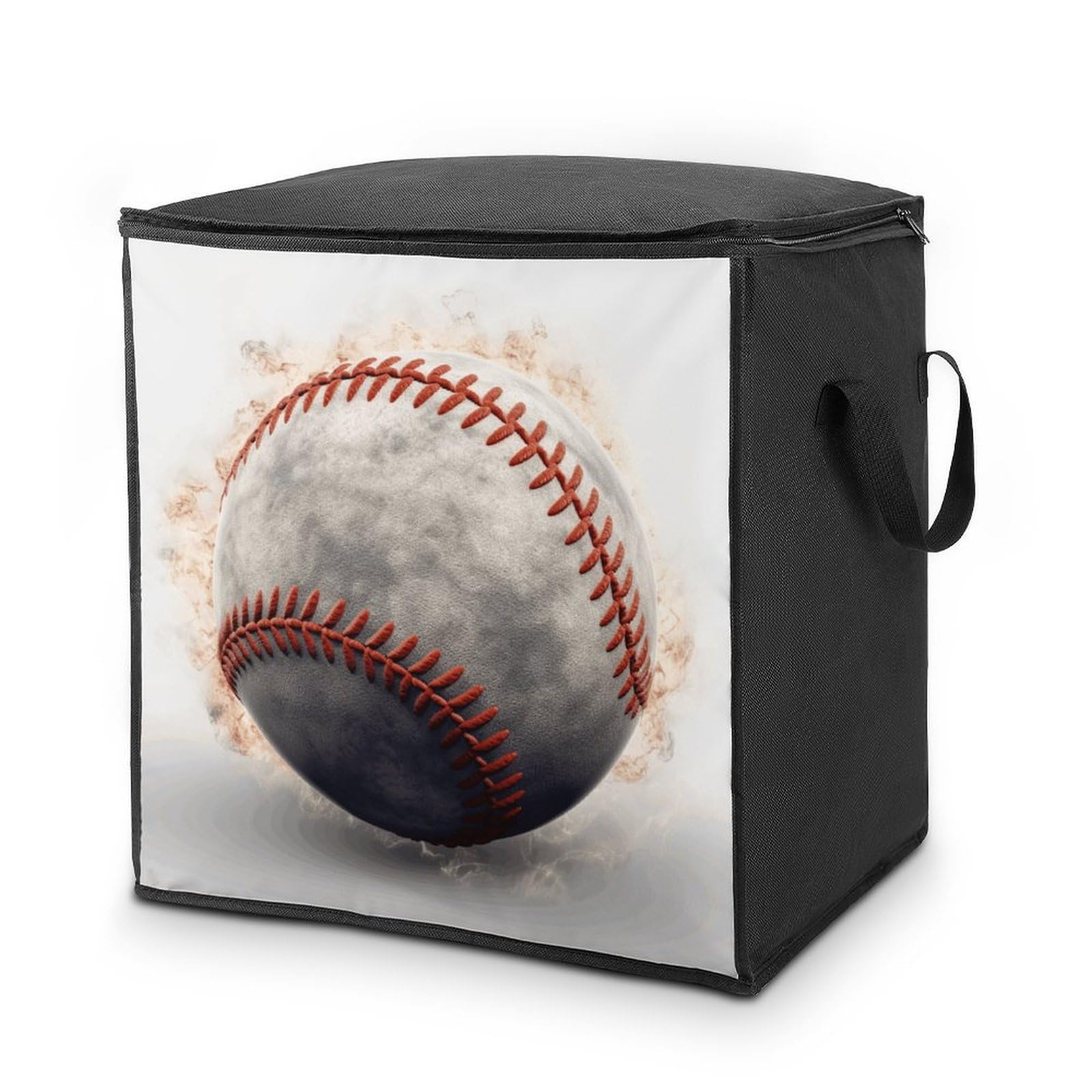 Baseball Storage Bag with Zippers And Handle Extra Large Bedding Comforter Storage Bag Foldable Blanket Storage Bags Fabric Moving Bags for Closet Organizer (70L)