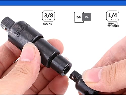 Miniatura 6 de Juego de adaptadores de impacto reductor de impacto de 4 piezas, juego de convertidor de destornilladores de 12", 38", 14" adaptadores de llave de
