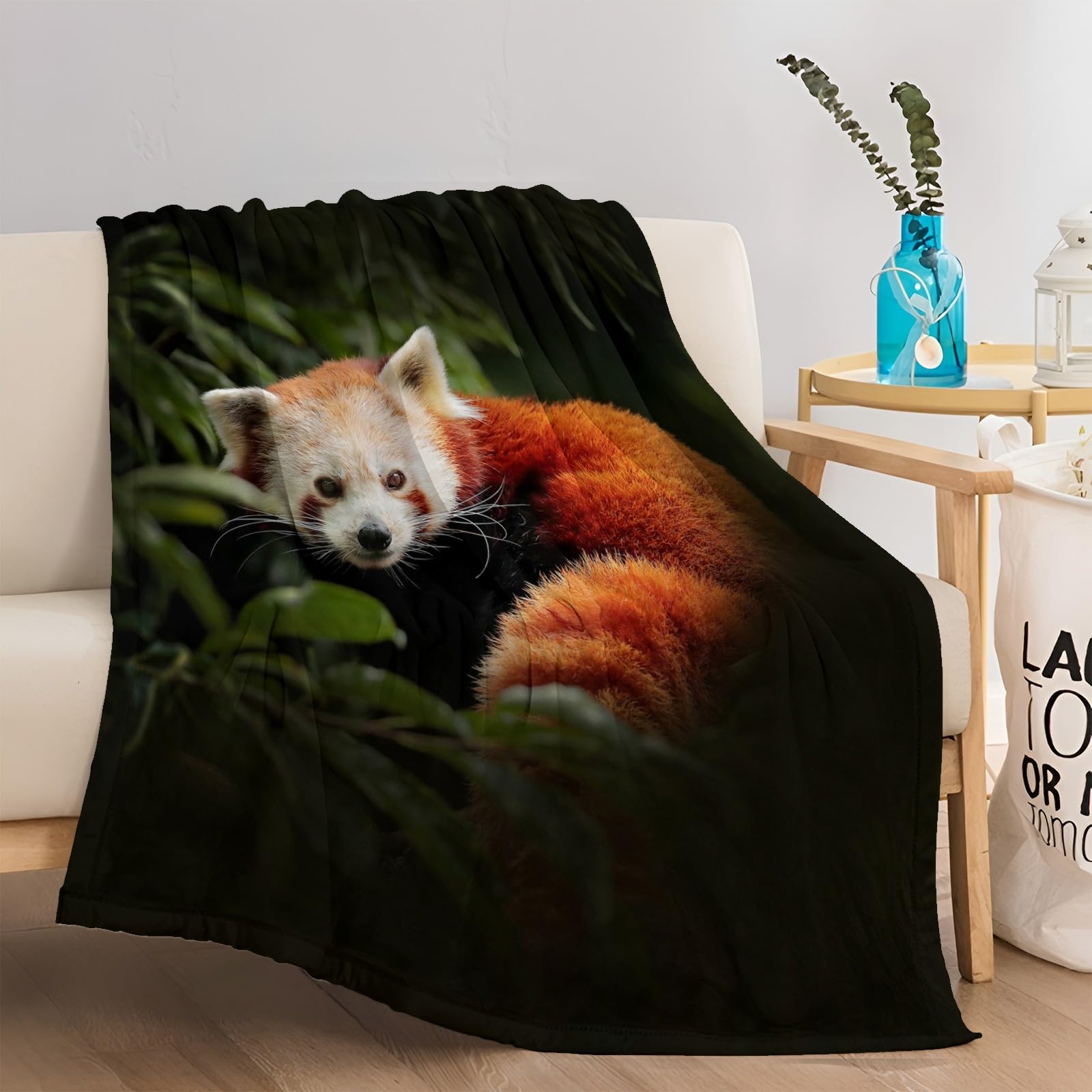Plaid Couverture Polaire Panda Roux Animal 180x200 cm Couverture Polaire en Microfibre Douce, Couverture en Peluche Chaude et Confortable pour Canapé ou Lit