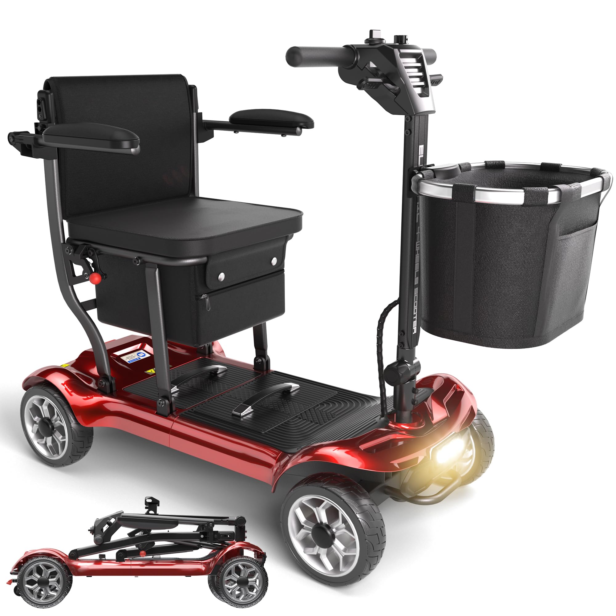 Foldable Mobility Scooter for Adults&Seniors - 43lb Lightweight Portable Motorized Scooters Airport Approved, 4 Wheel Travel Mobility Scooter with