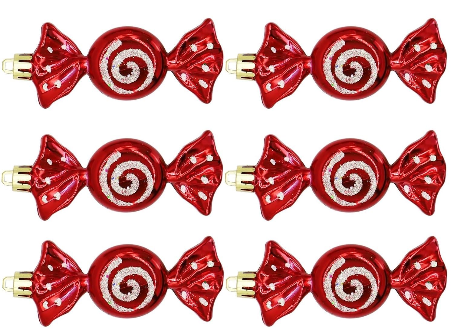 UKDeals Direct UKDD® Christmas Candy Decoration Candy Props Christmas Tree Hanging Ornament Candy Baubles 6pcs (Red) - Image 3