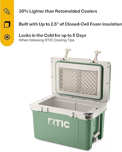 Miniatura 2 de RTIC Refrigerador duro ultraligero de 32 cuartos de galón con aislamiento portátil para bebidas, bebidas, playa, camping, picnic, pesca, barco,