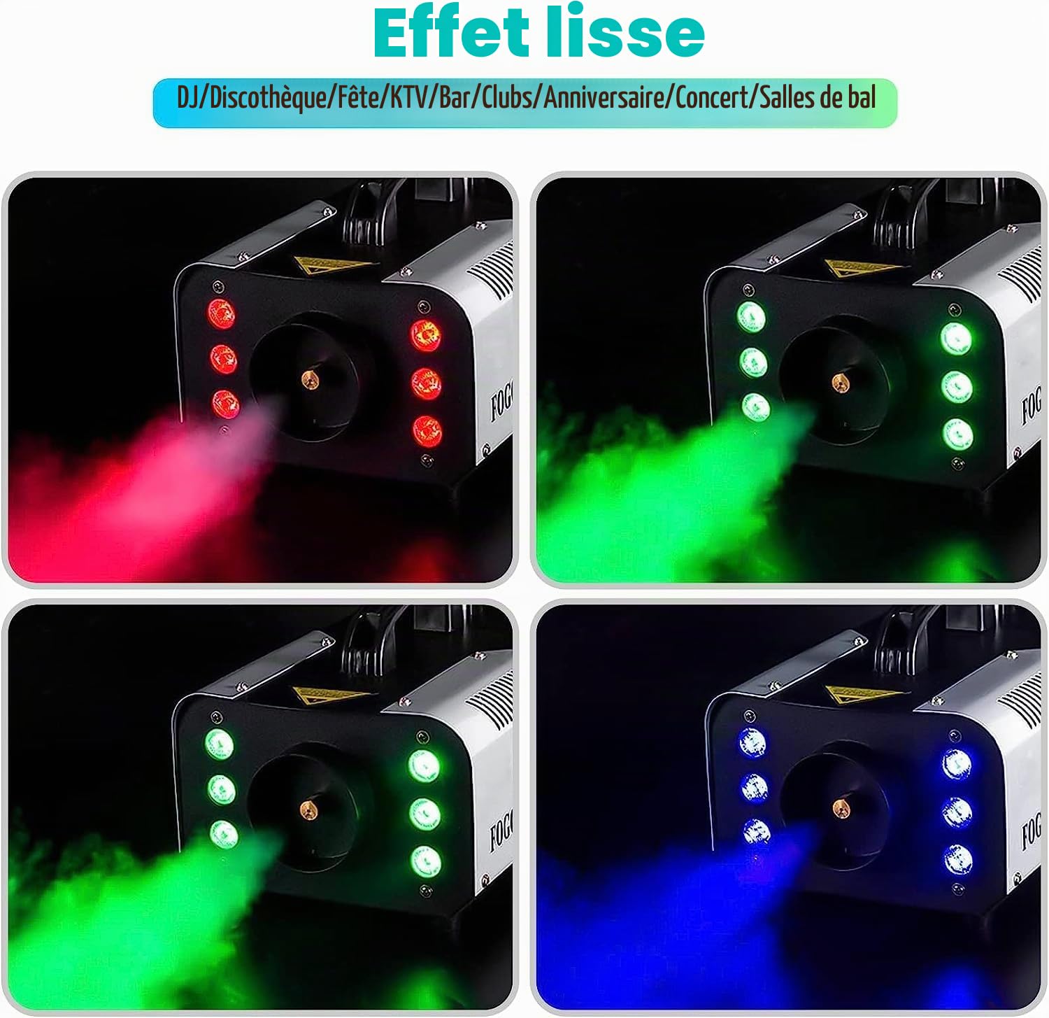 Machine à Fumée, HOLDLAMP 1200W 6 LEDs RGB Machine à Brouillard avec Télécommande sans fil Convient pour les Fêtes, Halloween, Mariages, Scène, Noël
