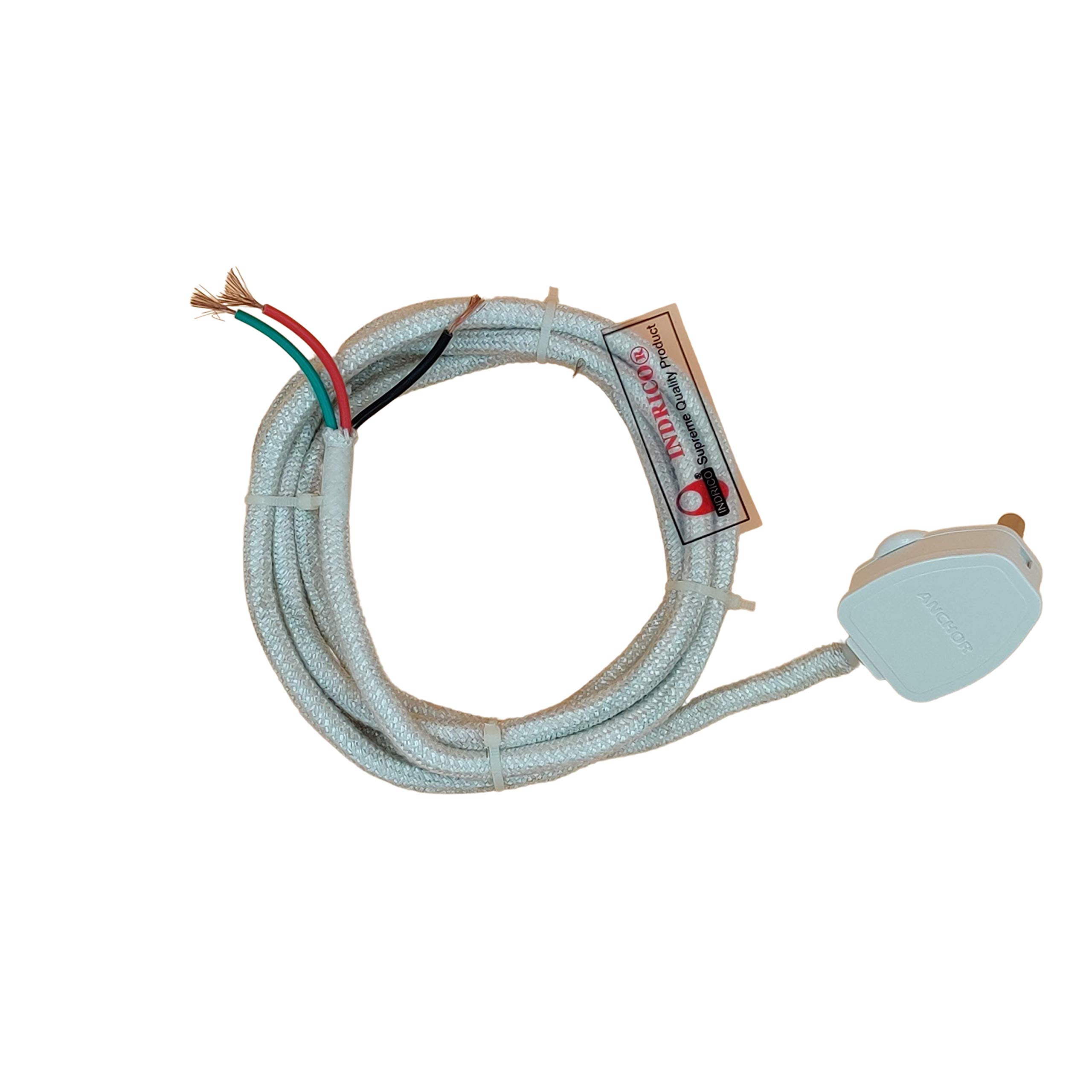 INDRICO 3 Pin Power Cable AC Extension Electric Iron Press Cord 3 Core Copper Heavy Duty Cloth Wire White Pack of 1 (3 Meter Cord) (B091BGRD7D) Amazon Price History, Amazon Price Tracker