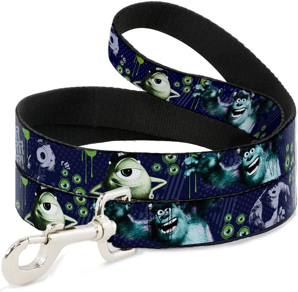 Buckle-Down Pet Leash - Monsters University Sully & Mike Poses/GRRRRR! - 4 Feet Long - 1.5" Wide
