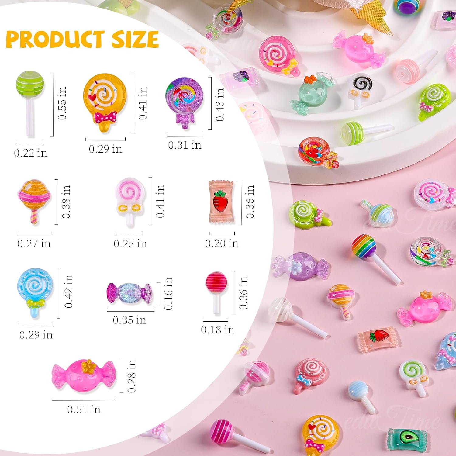 250Pcs Lollipop Candy Nail Charms, Kawaii 3D Cartoon Nail Charms Rainbow Sweet Lollipop Nail Embellishments Macaron Cute Candy Decoration DIY Mini Designs Colorful Sugar Accessories for Nail Art Craft