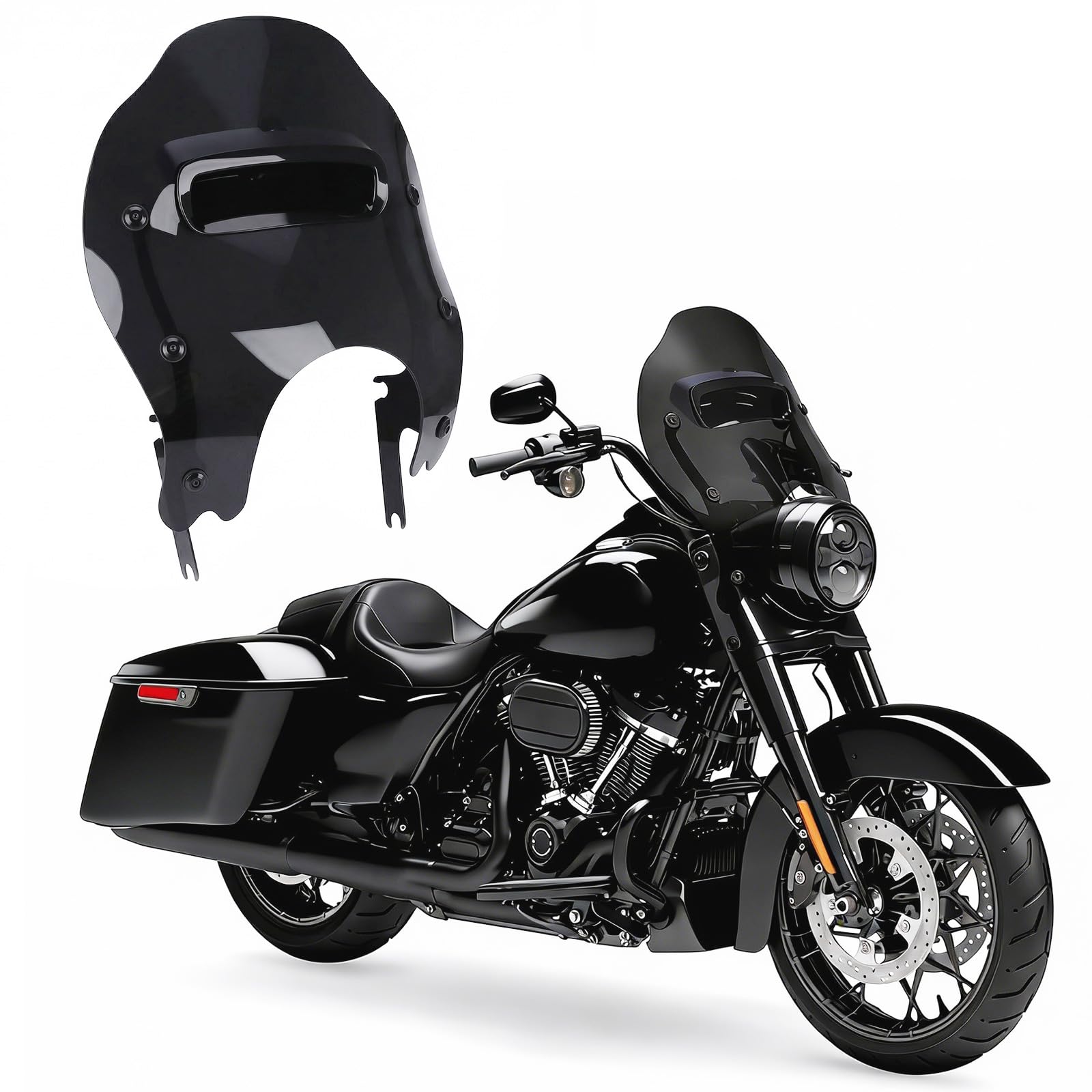 HARLEY-DAVIDSON カウル 57000016 ブラック Bravema Thick Windshield w/Vented & Bracket Kit for Harley Road