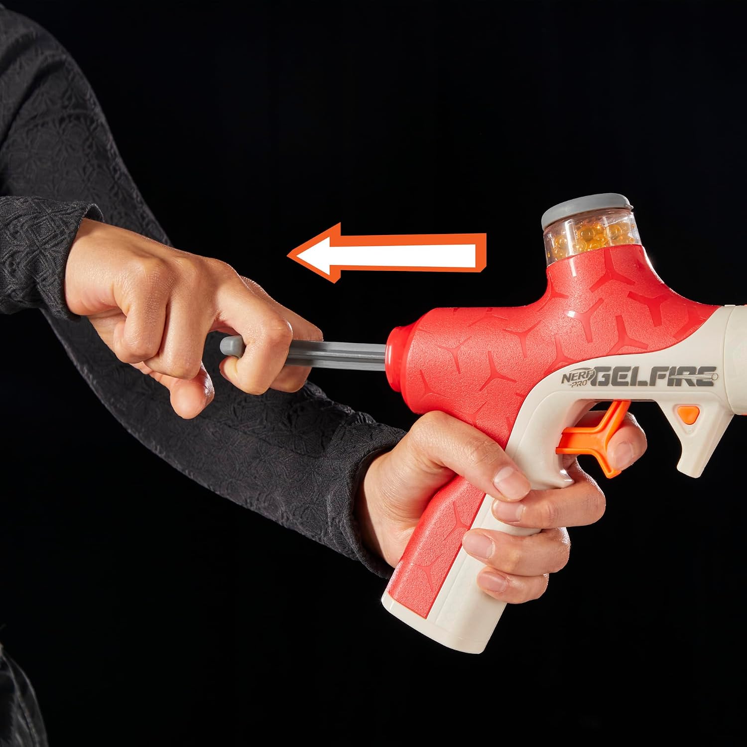 Nerf Pro Gelfire Twist Shot Blaster, 150 FPS, 5,000 Gelfire Rounds, T-Pull Priming, Integrated 80 Round Hopper, Eyewear, Ages 14+