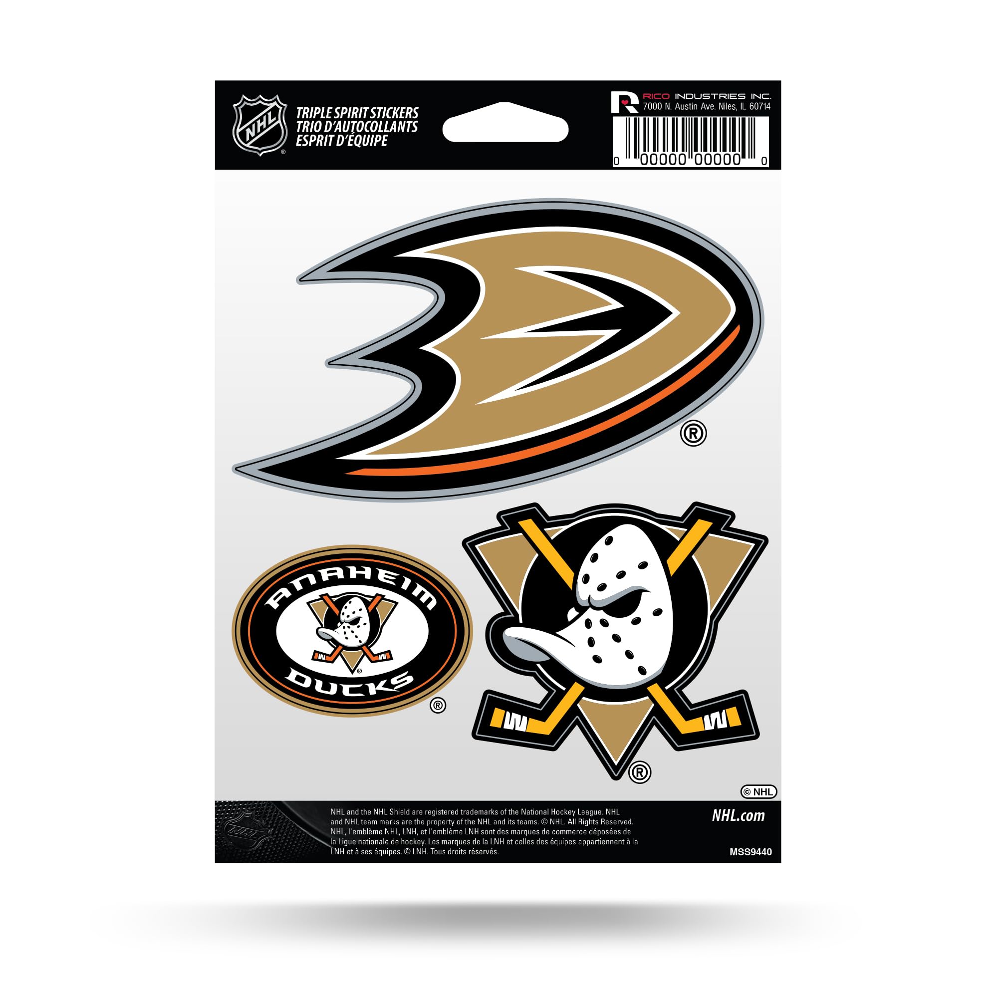 Rico Industries NHL Hockey Anaheim Ducks Triple Sticker Sheet