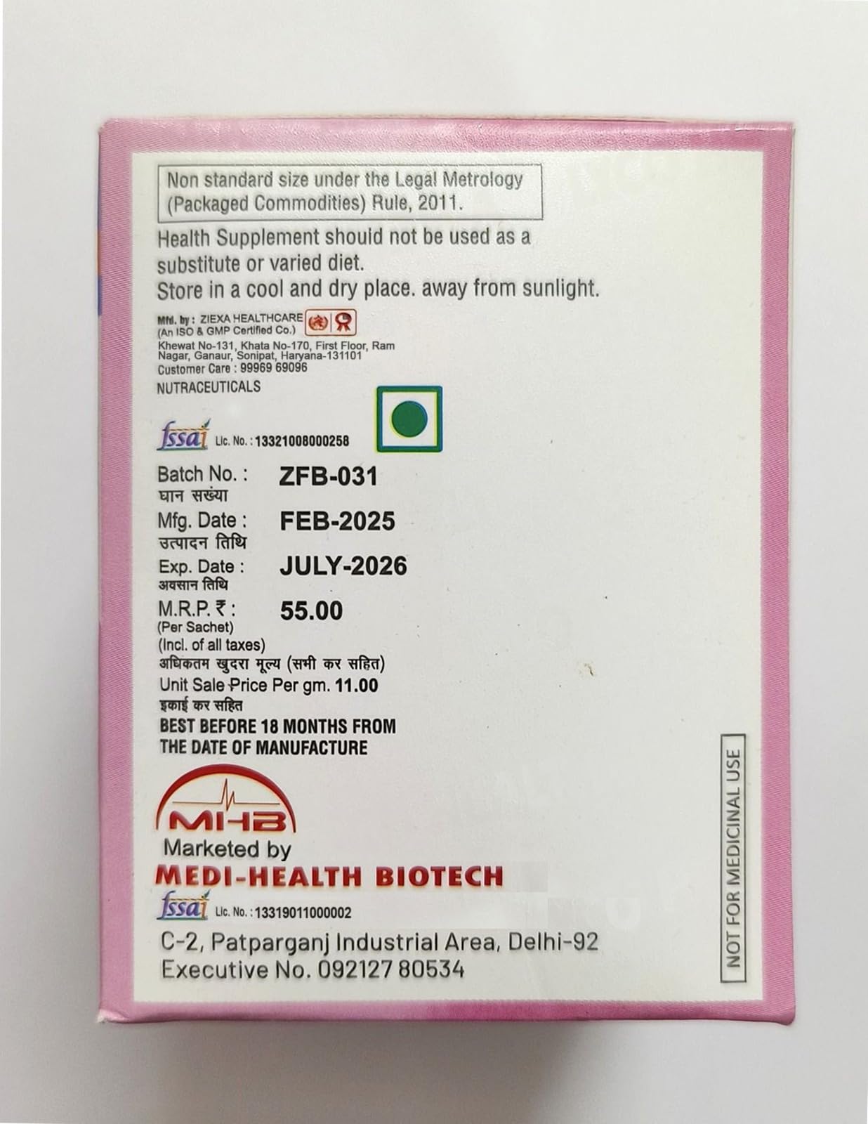 Lyco Health-A, L-Arginine, Sugarfree (20 Sachets) — Amazon image 3