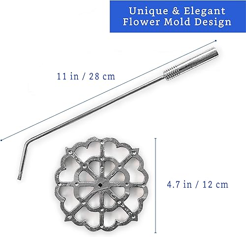 Miniatura 3 de Molde para bunuelos con mango (aluminio fundido de 4.7 pulgadas) + molde de flan con tapa (8.2 x 3.2 pulgadas) - Molde para Buñuelos de Viento