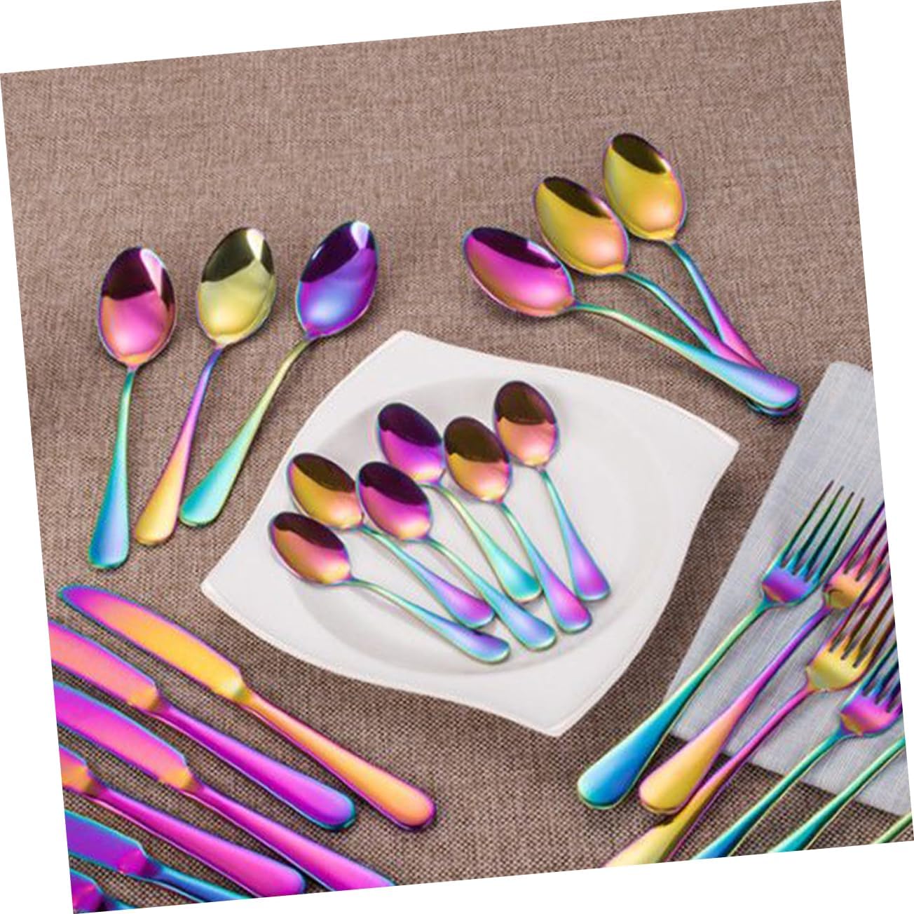 Stainless Steel Cutlery Set with Colorful Finish and Luxury Wooden Box for Home Restaurant and Party Use Includes Spoons Forks and Knives Dishwasher Safe