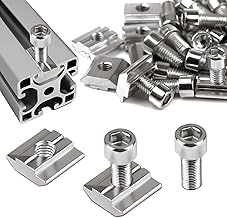 SWTYExt 60 Stück Nutensteine M6 Set,30 Stück T Nut Schiene M6 Typ B und 30 Stück Schrauben M6 Serie 3030 Schiebemuttern M6 T Nutmuttern Kohlenstoffstahl für Aluprofil Extrusionsschlitz Führungsschiene