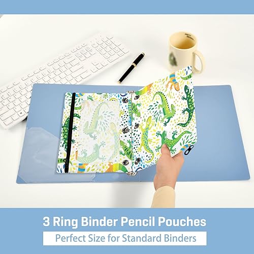 Vista 59 de Kcldeci Estuche para lápices para carpeta de 3 anillos con ventana transparente, retrato de gato y mariposas