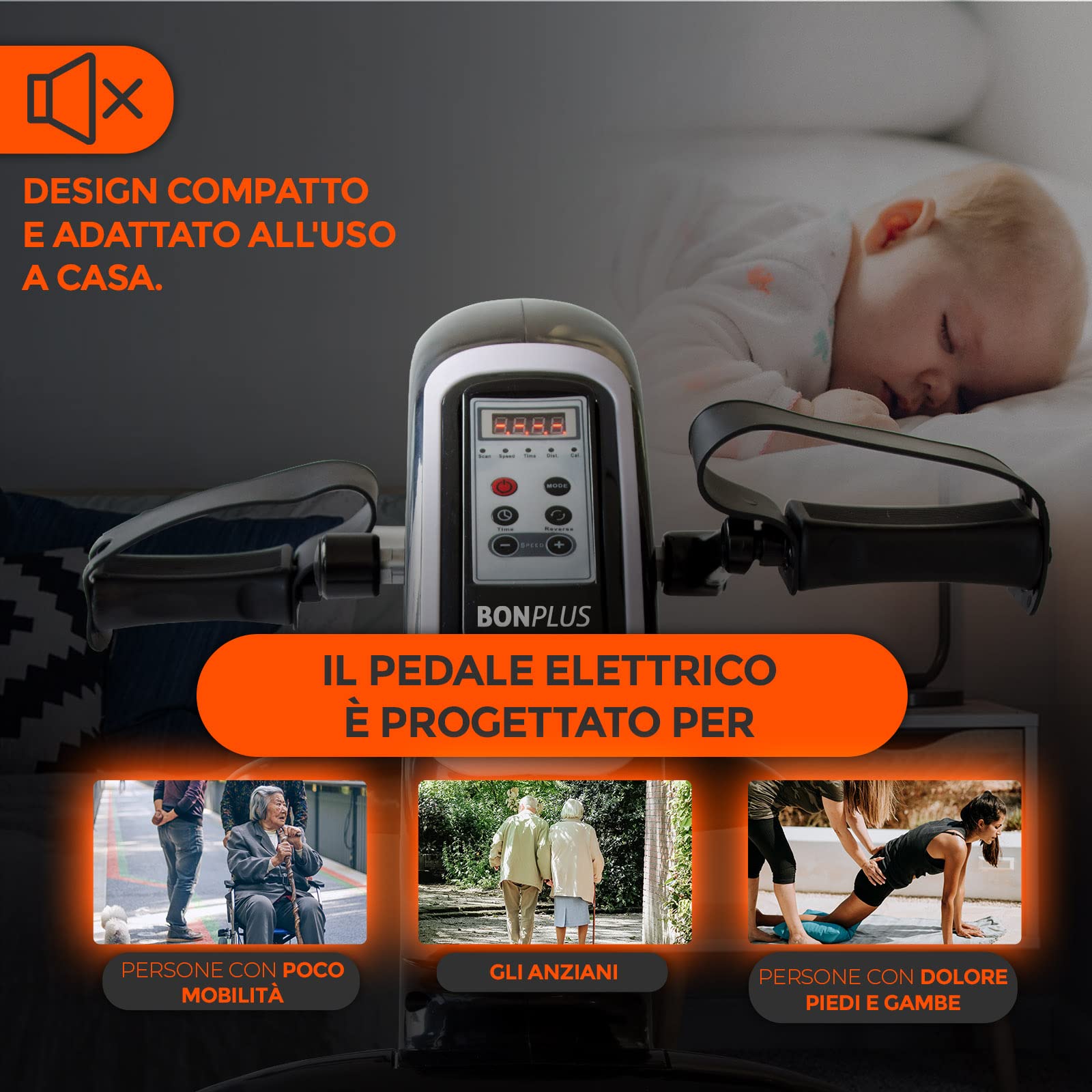 Mini Cyclette Elettrico | Pedalatore Elettrico | Ginnastica Passiva | 12 livelli di velocità | Telecomando | Bidirezionale | 5 modalità | Movimento automatico | Riabilitazione