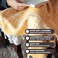Vista 2 de FESHKA Toalla de playa turca a prueba de arena, toalla de viaje de gran tamaño, de secado rápido y ligera, manta de playa 100% algodón orgánico