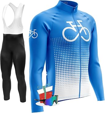 Mens Winter Cycling Jersey Sets,Long Sleeve Fleece Thermal Bike Jacket,Cold Weather,Full zip Biking Bicycle Shirt TypA-5,4XL