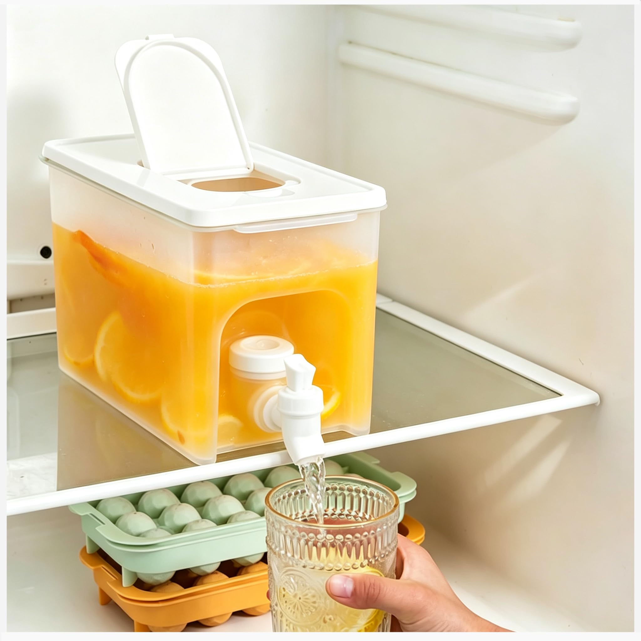 4L Wasserspender mit großem Fassungsvermögen und Zapfhahn,Kühlschrank Getränkespender mit Zapfhahn,Kalte Trinkflasche mit großem Fassungsvermögen und Deckel Früchte-Teekanne Küche, Haushalt & Wohnen
