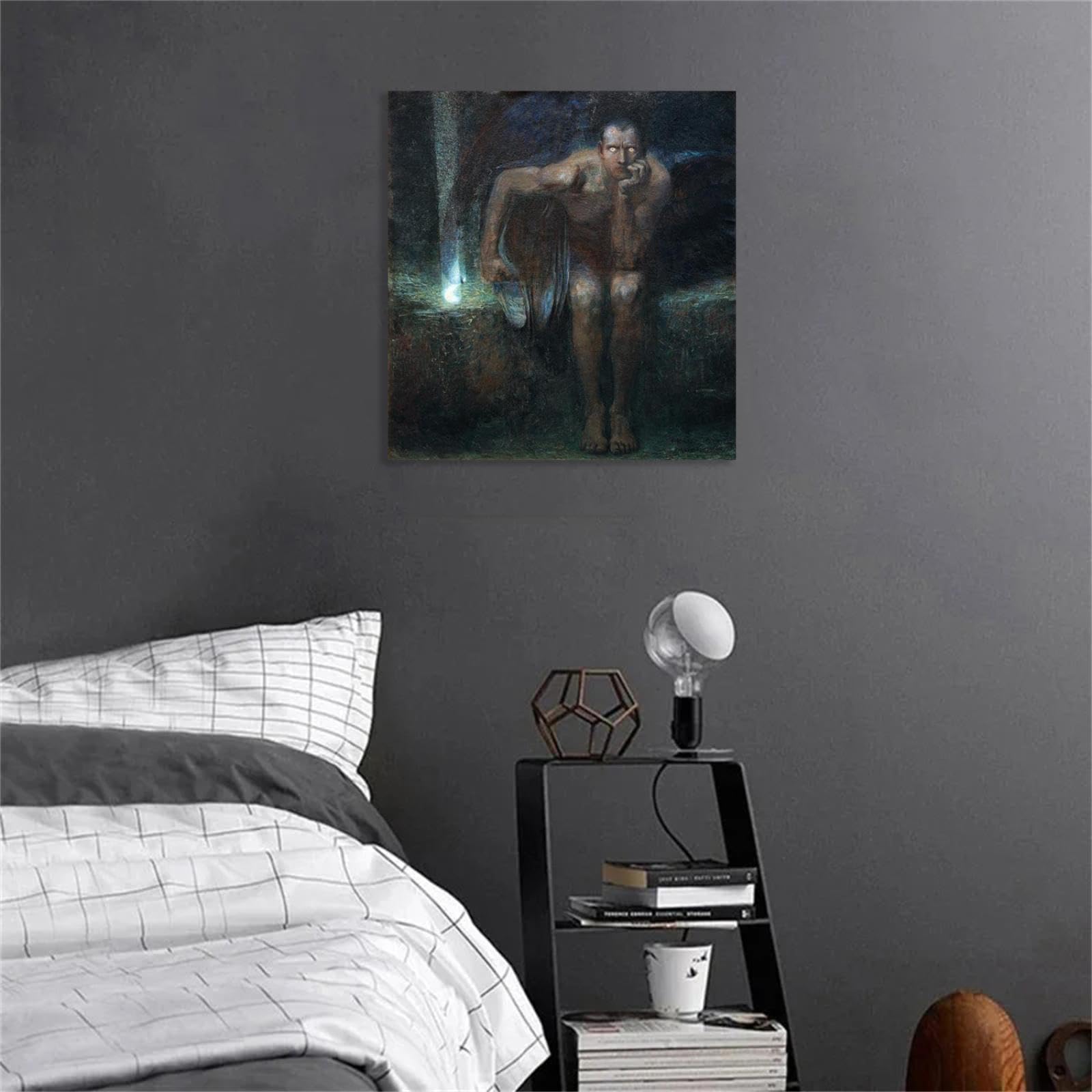 Hau3sh3a Lucifero Franz Stuck Posters Stampe Dipinti Famosi Riproduzione su Tela Quadro Astratto su Tela Per Soggiorno Camera da Letto Ufficio60x60cm(24x24in) Senza cornice