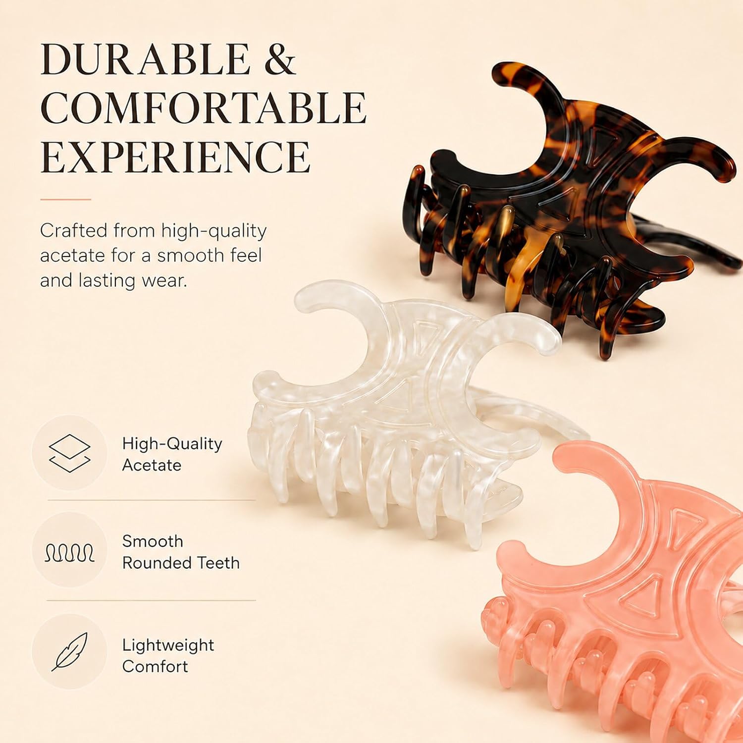 Acetate Butterfly Hair Clips, Medium Hair Claw Clips, 4 Pack (2.76x1.66in) | Premium Durable Accessories with Firm Stable Grip, Not Easy to Slip, Ideal for Updos & All Daily Hairstyles