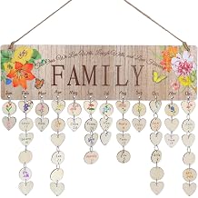 Gifts for Mom Grandma Nana Meemaw, Mothers Day, Wooden Family Birthday Reminder Calendar Board Wall Hanging, Birthday & Anniversary Tracker Plaque with Tags, DIY Family Date Organizer Wall Decor