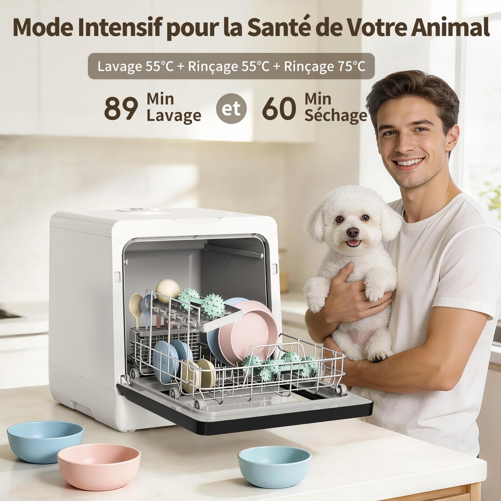 Lave-vaisselle de Table 7+3 Programmes Commande Tactile Affichage LED Réservoir d'Eau 5L