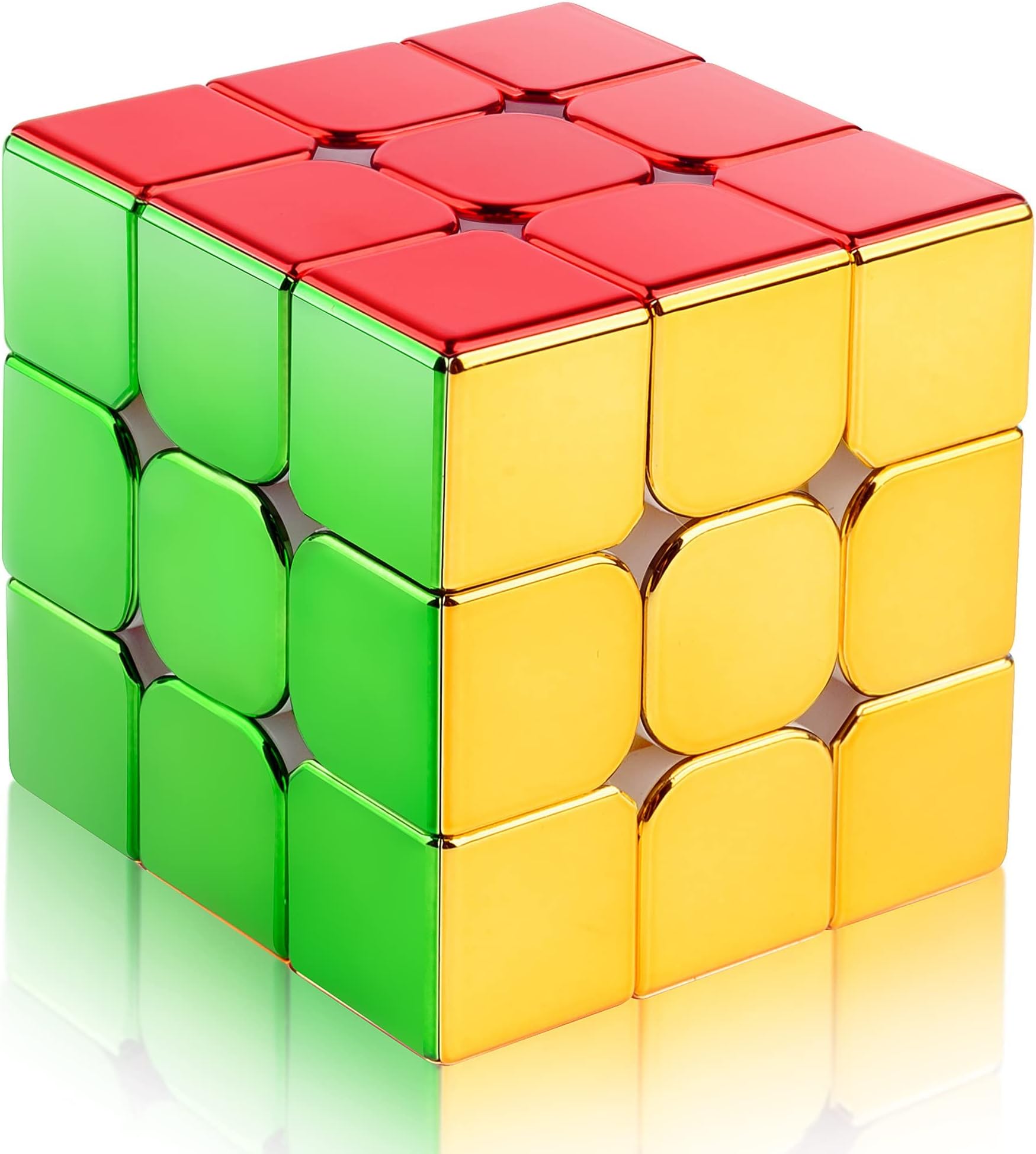 Magnetic Mirror Reflective Speed Cube 3x3x3 with Display Stand, Adult Fidget Toys, Car Road Trip Activity Toy for Teens Boys Girls, Stickerless Shiny Magic Cube, Birthday Gifts for Kids 8-12