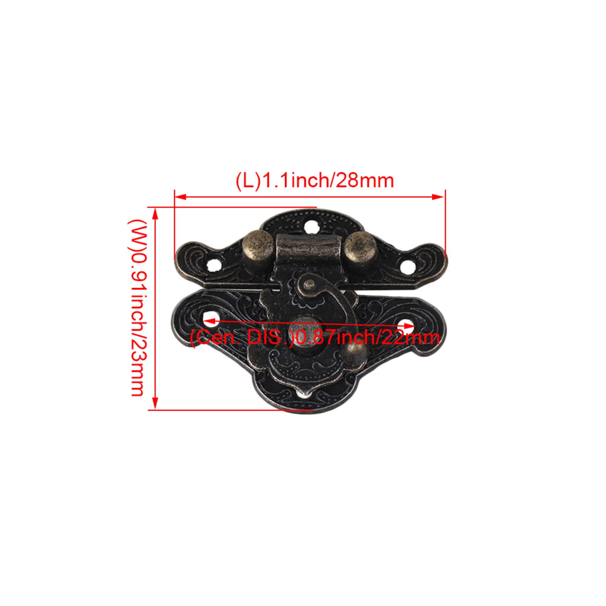 Image secondaire de Lot de 4 Verrous Vintage en Bronze pour Boîtes à Bijoux et Meubles