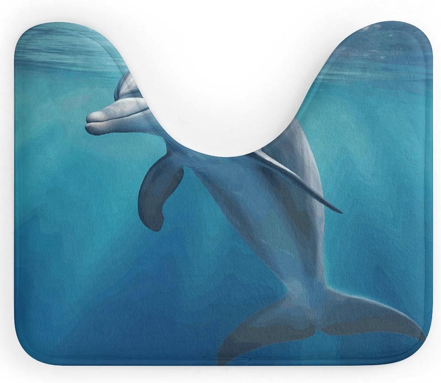 Winter The Dolphin Toilet Rug U-Shaped,Ultra Soft Absorbent Coral Velvet Bath Mat Non Slip Extra Thick Contour Bathroom Rug for Toilet Base Bathroom Floor Decor, 20x16 Inch