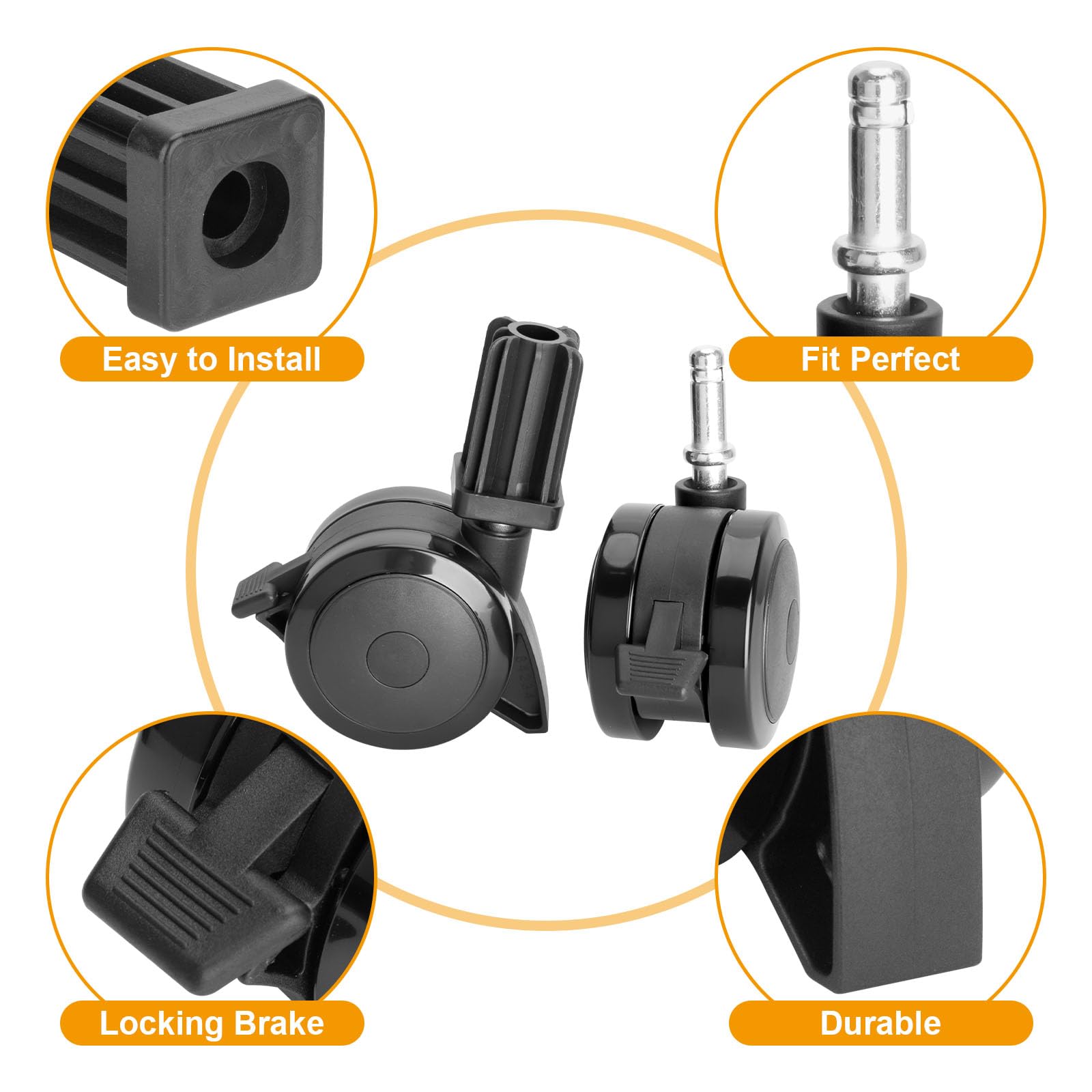 70360 Set di 4 ruote girevoli con blocco e kit di inserti, parti di ricambio per Weber Spirit Series 2009-2012, Genesis Series 2007-2011 e Summit Series 2007-2011 griglie a gas