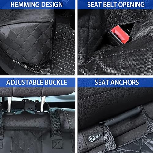 Miniatura 3 de Funda de asiento de automóvil para perro para asiento trasero, impermeable, compatible con reposabrazos y cinturón de seguridad, protector universal
