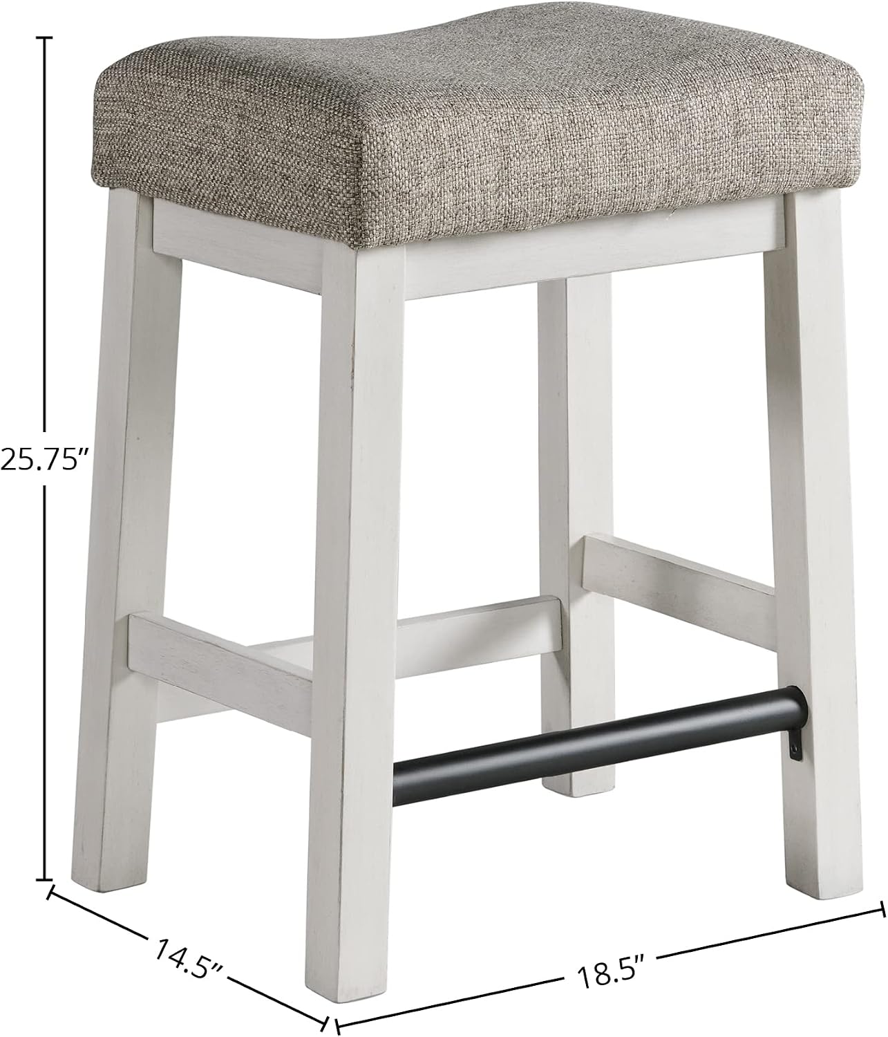 Intercon Drake Backless Bar Stool with Cushion Seat, Set of 2, Rustic White & French Oak