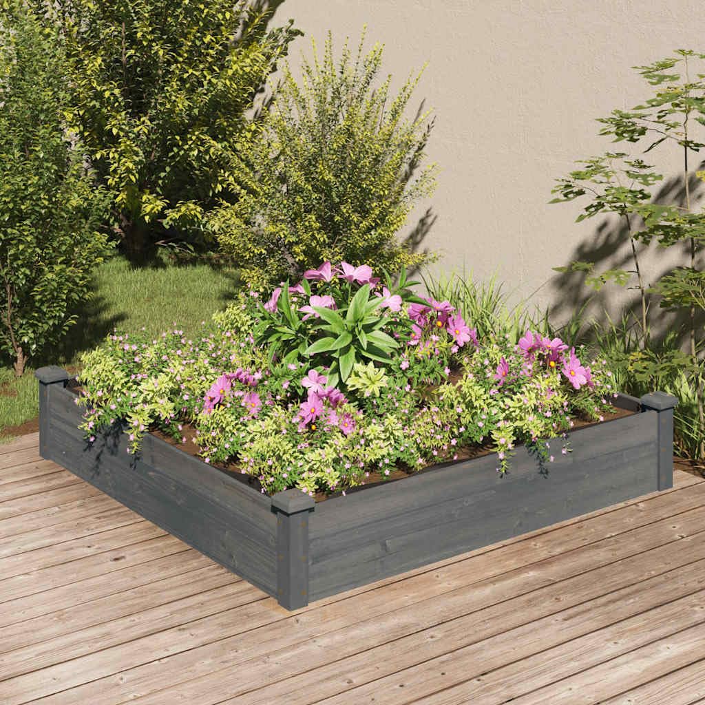 vidaXL Jardinera arriate Forro Madera Maciza Abeto marrón 120x120x25cm, Jardinera de Verduras, arriate de Madera Maciza, macetero de Hierbas