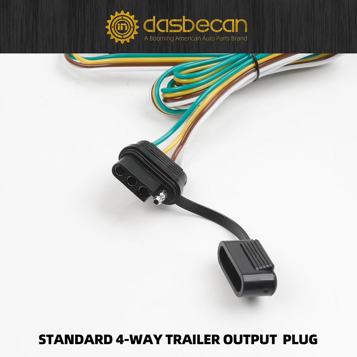 Dasbecan 56349 4-Pin Flat Trailer Wiring Harness Kit Compatible with Toyota Tacoma 2016-2023 4-Way Connector Tow Hitch Wiring Harness